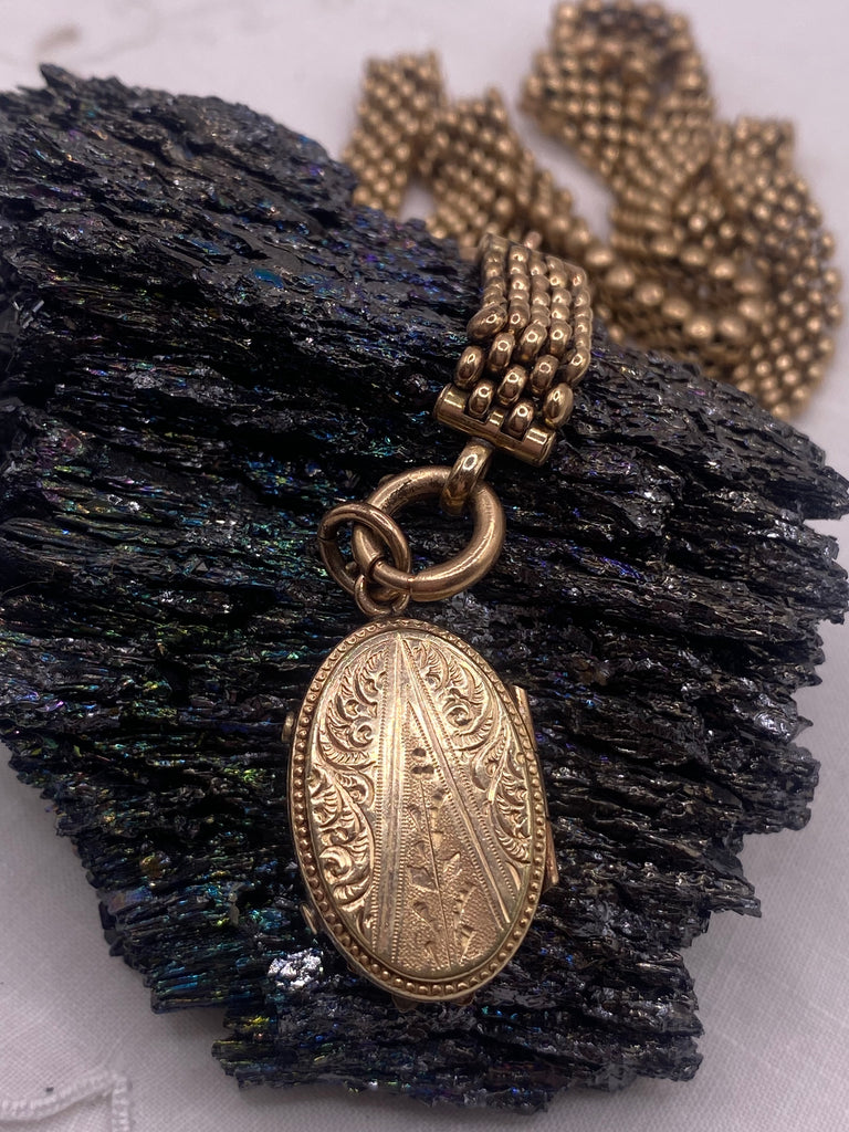 Victorian Gold Fill Chain with Ruby Locket